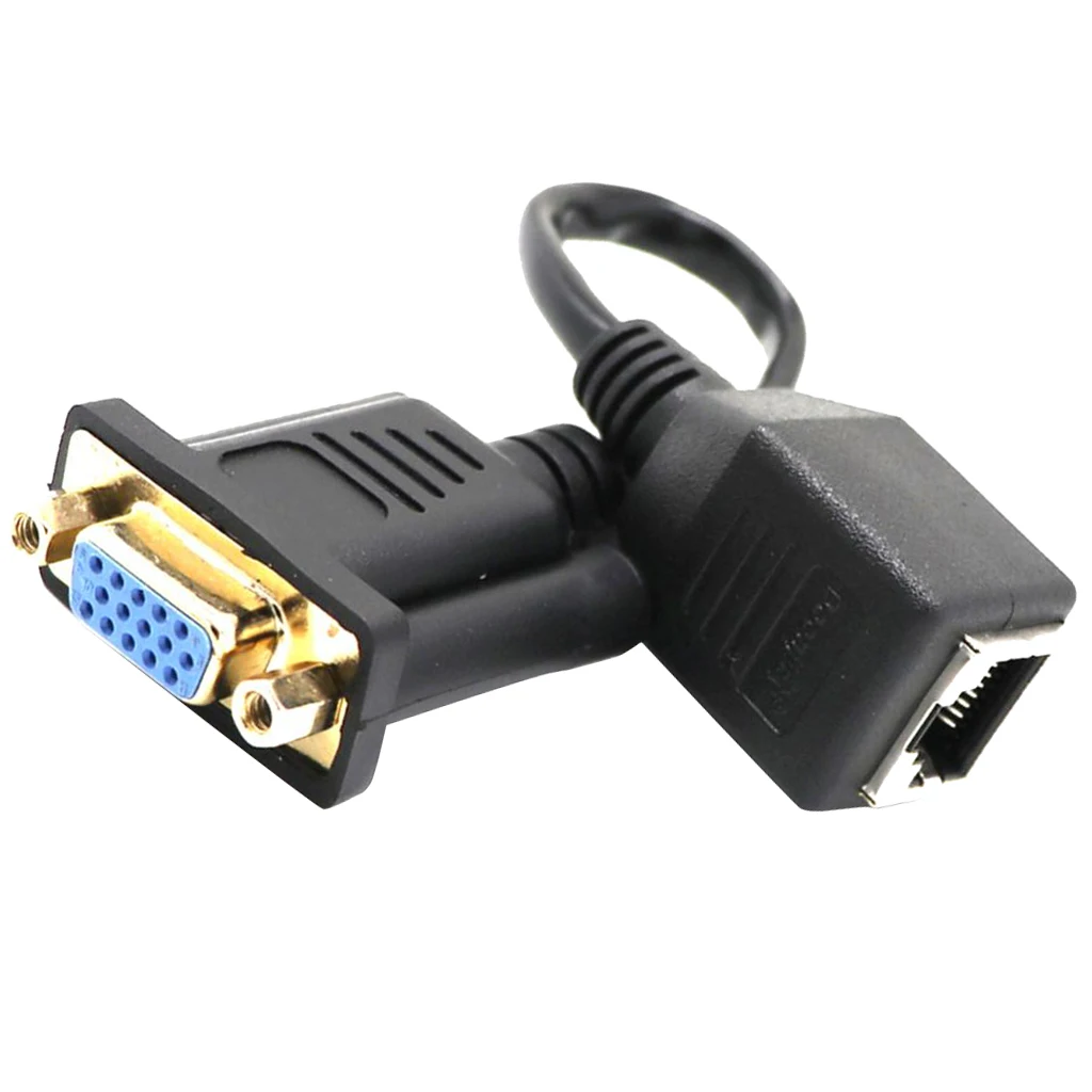 VGA Extender Converter Adapter Cable Cord, Cat5/Cat5E/RJ45 Female Network Cable Connector