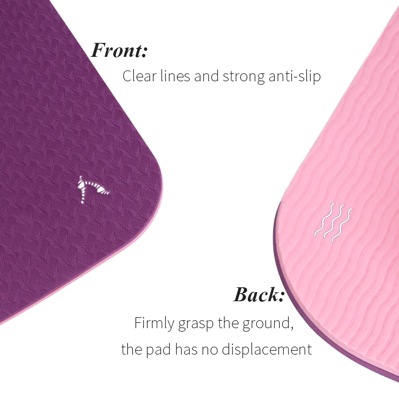 TPE Pro Yoga Mat Classic 6mm Eco Friendly Multicolor Fitnees Mat with Carrying Strap Non Slip Carpet for Pilates Floor Exercises