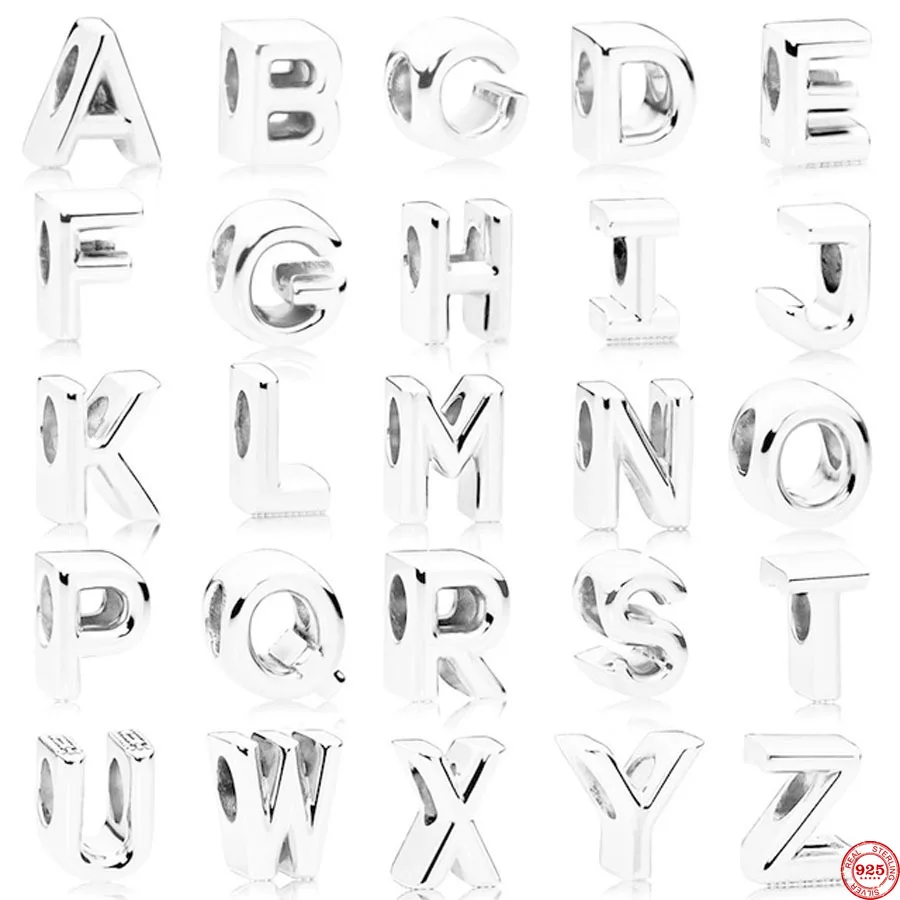Новый оригинальный серебряный цвет оригинальная буква стандартная бусина для