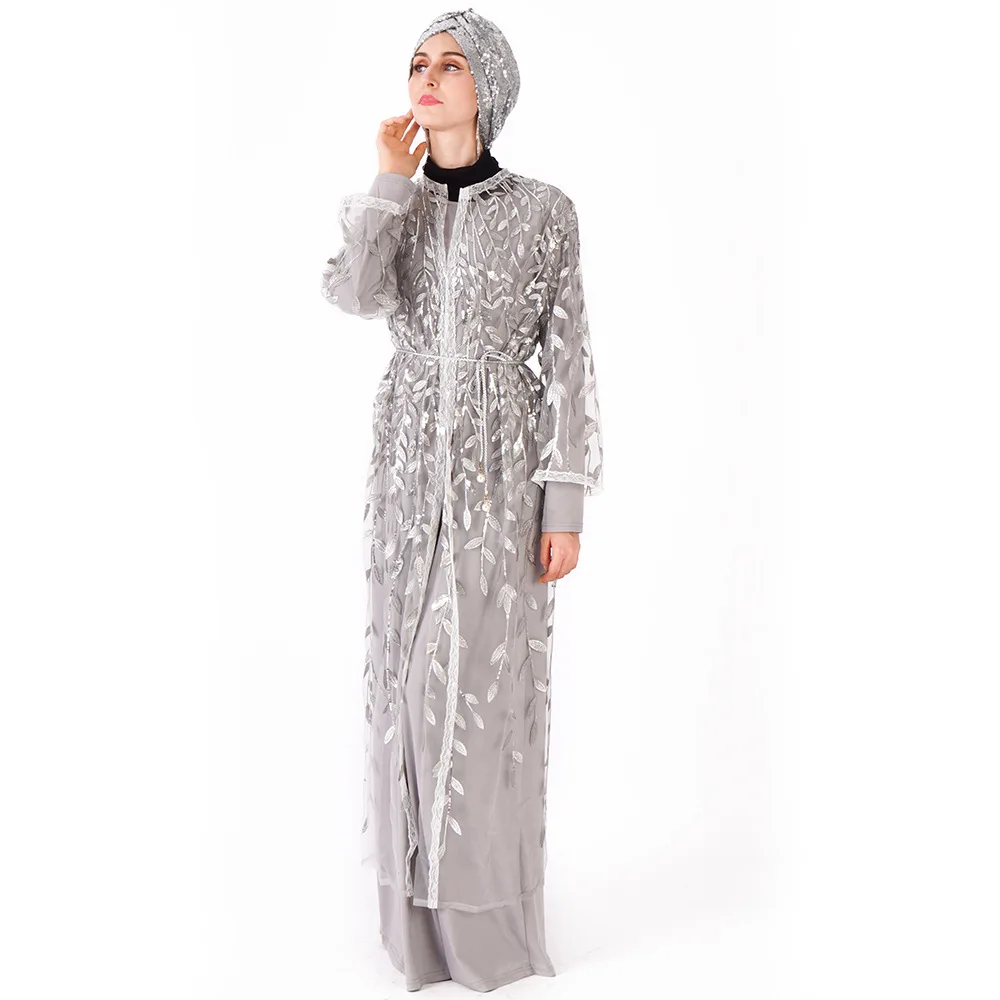 KALENMOS Зимняя одежда мусульманское Шнуровка с бантиком Макси платье размера плюс