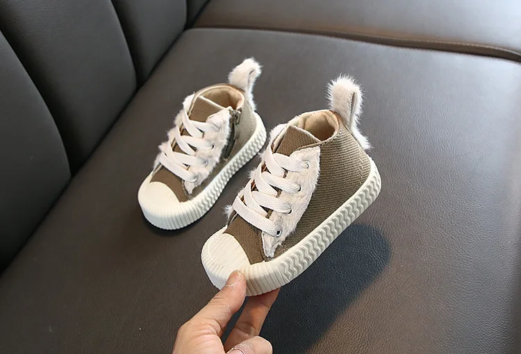 Детская Хлопковая обувь Зимняя Повседневная теплая шерстяная обувь для мальчиков и девочек парусиновая обувь для детей от 1 до 8 лет, модная детская спортивная обувь
