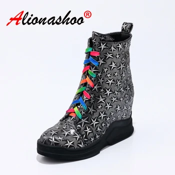 

Women Boots Rainbow Ankle Boots Height Increased Female Winter Shoes For Martin Boots Women Punk Gothic Shoes Casual Women Shoes