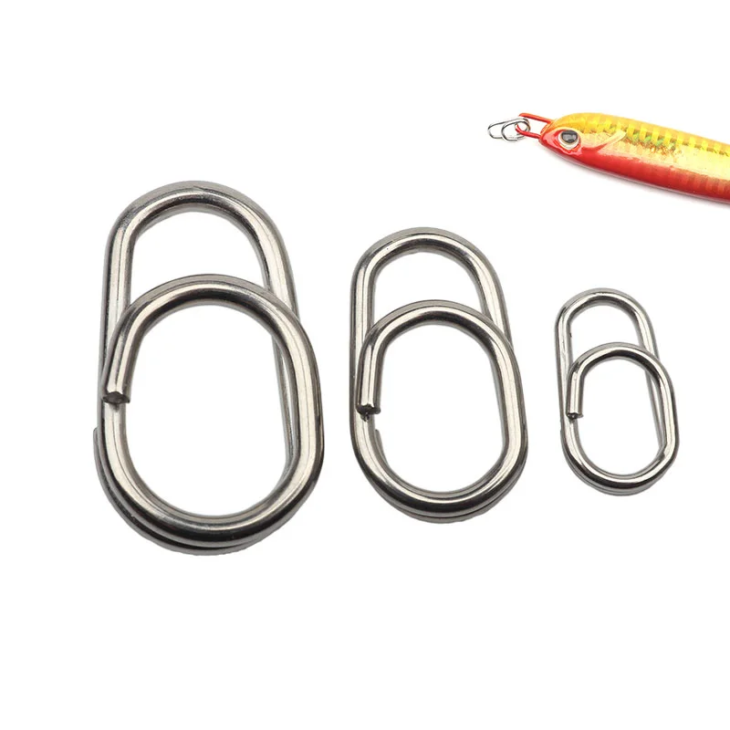 50PCS Fishing Solid Stainless Steel Snap Split Ring Lure Tackle Connector Rings 