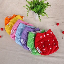 Couches lavables pour bébés, Lot ajustable et réutilisable, pour garçons et filles, avec bouton pression, en tissu solide 