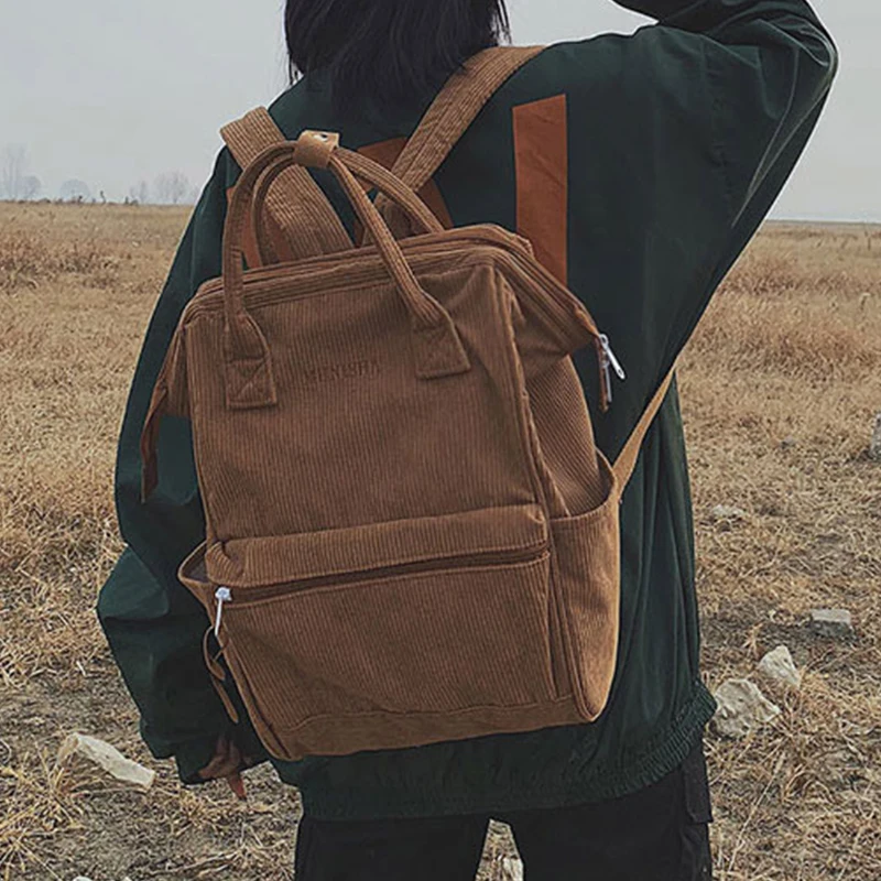 

Larger Capacity Corduroy Backpacks Women School Bags For Teenager Girls Casual Travel Backpacks Female Rucksack