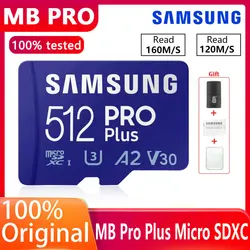 SAMSUNG tarjeta de memoria MicroSD Pro Plus, 128GB, U3, V30, read 160, MB/s, Write 120, MB/s, consola de juegos de alta velocidad, tablet, ordenador