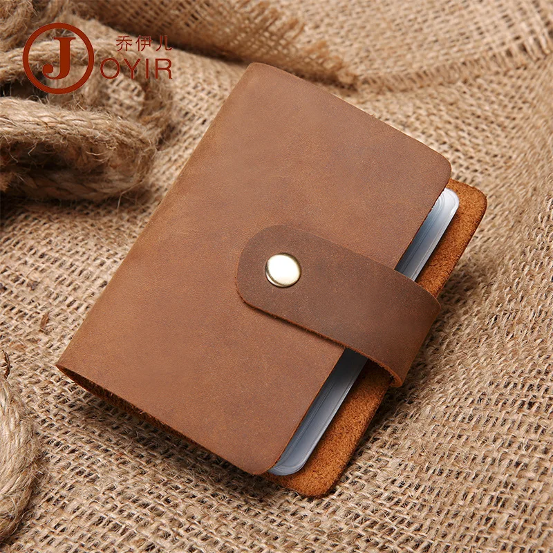 

Horse Leather Retro Genuine Leather Card Bag Korean-style Fashion Card Bit More Bank Card Holder Full-grain Leather Buckle ID Ca