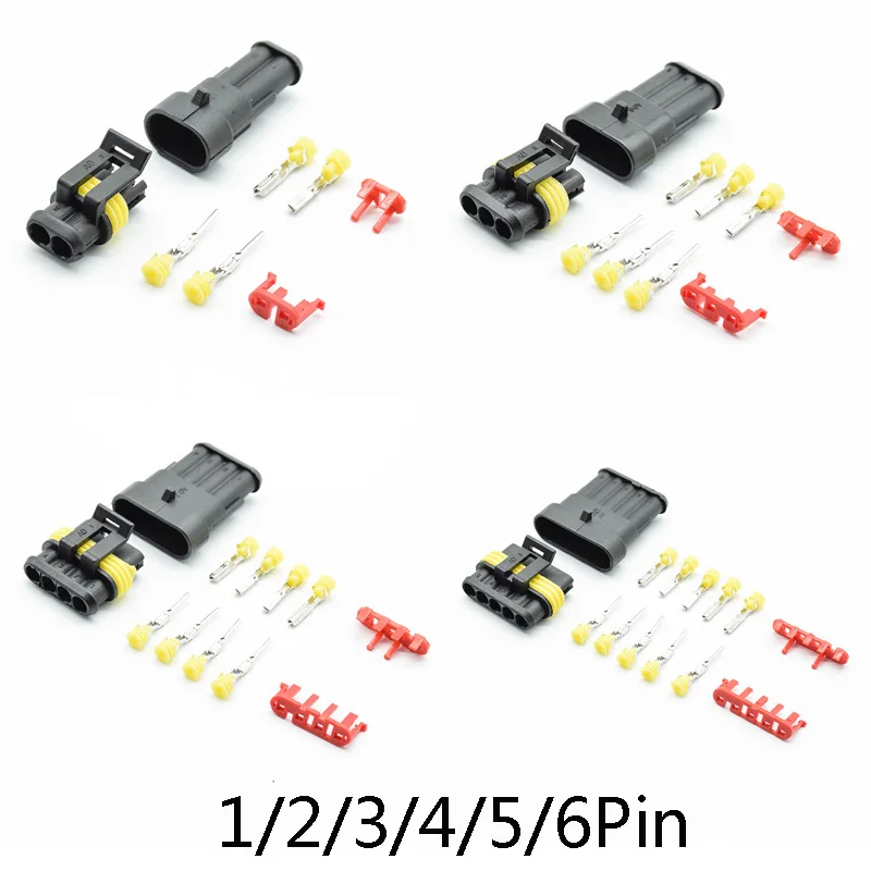 

2/5sets 1/2/3/4/5/6 pins 18-15 AWG Way AMP Super seal Waterproof Electrical Wire Connector Plug for car connector Kit 2pins