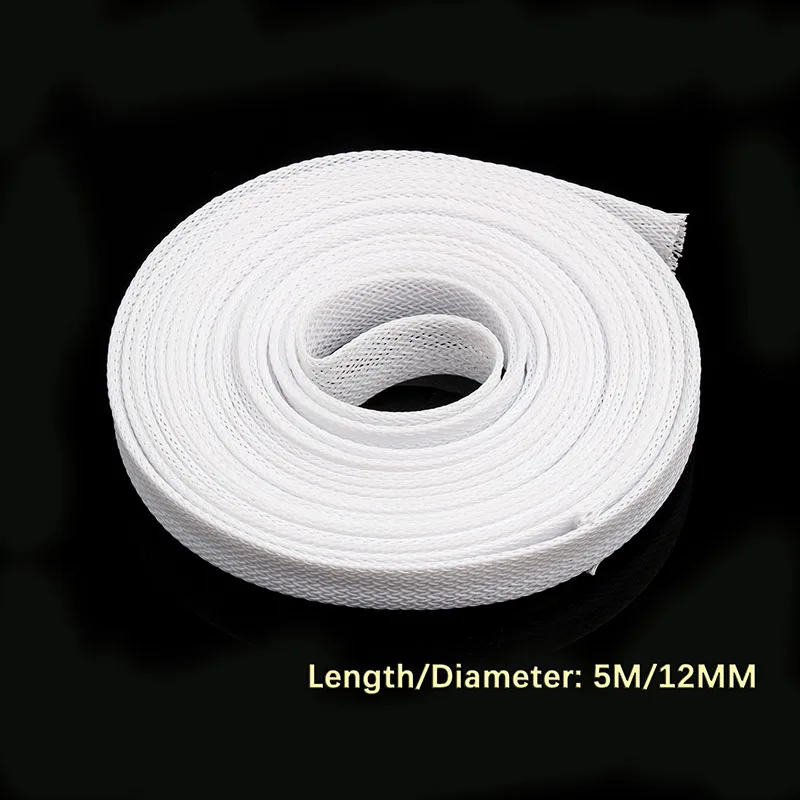Description Picture 5 of item5/10M White Insulated Braid Sleeving 2/4/6/8/10/12/15/20/25mm Tight PET Wire Cable Gland Protection Cable Sleeve