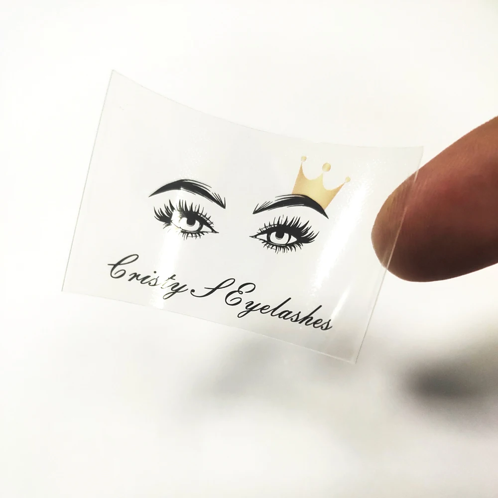 Clear PVC Stickers Personalise Logo Stickers Transparent Lashes Labels Waterproof Adhesive 100pcs afbeelding