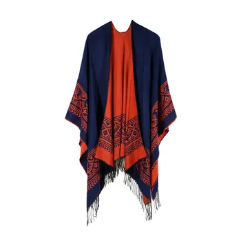 

Bohemian Tassled European And American-Style Hot Selling Long Thick Faux Cashmere Autumn And Winter Cultural Travel Slit Shawl C