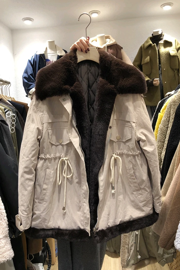 Пальто женское зимнее теплое Стеганое пальто зимняя куртка Женская Толстая куртка Женская приталенная ветровка с хлопковой подкладкой Зимняя парка