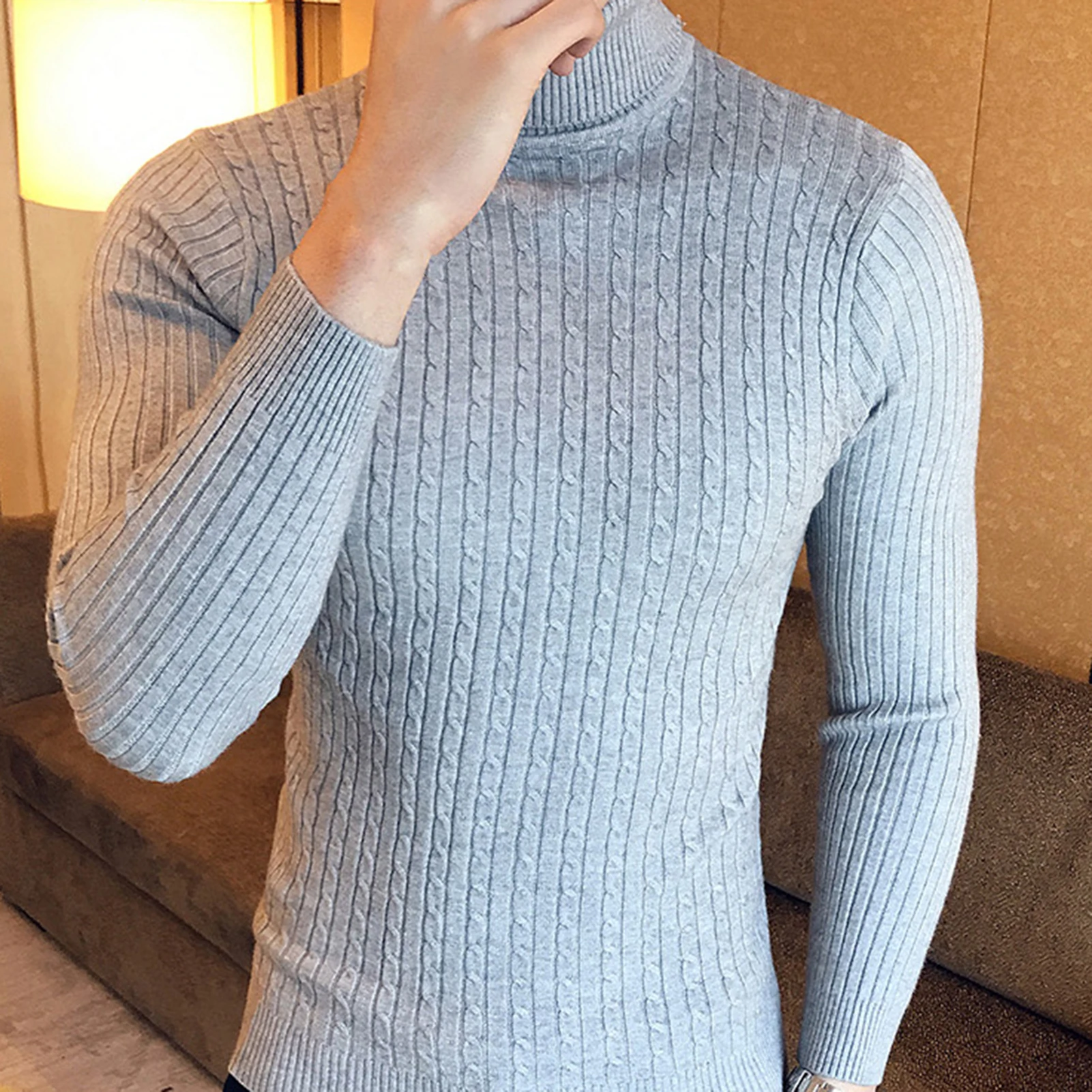 banana republic mens sweaters Casual Men Winter Solid Color Turtle Neck Long Sleeve Twist Knitted Slim Sweater Men's Knitted Sweaters Pullover Men Knitwear mens cream sweater