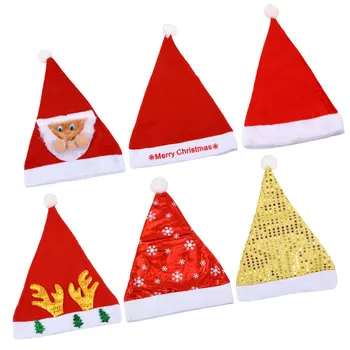 

6pcs Christmas Hat Fashion Plush Soft Cute Decorative Festive Practical Reusable Party Supplies Hat for Party Kids Adults Christ