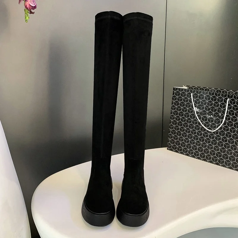 ZVQ winter newest fashion over knee boots outside comfortable high heels platform crystal kid suede women shoes drop shipping