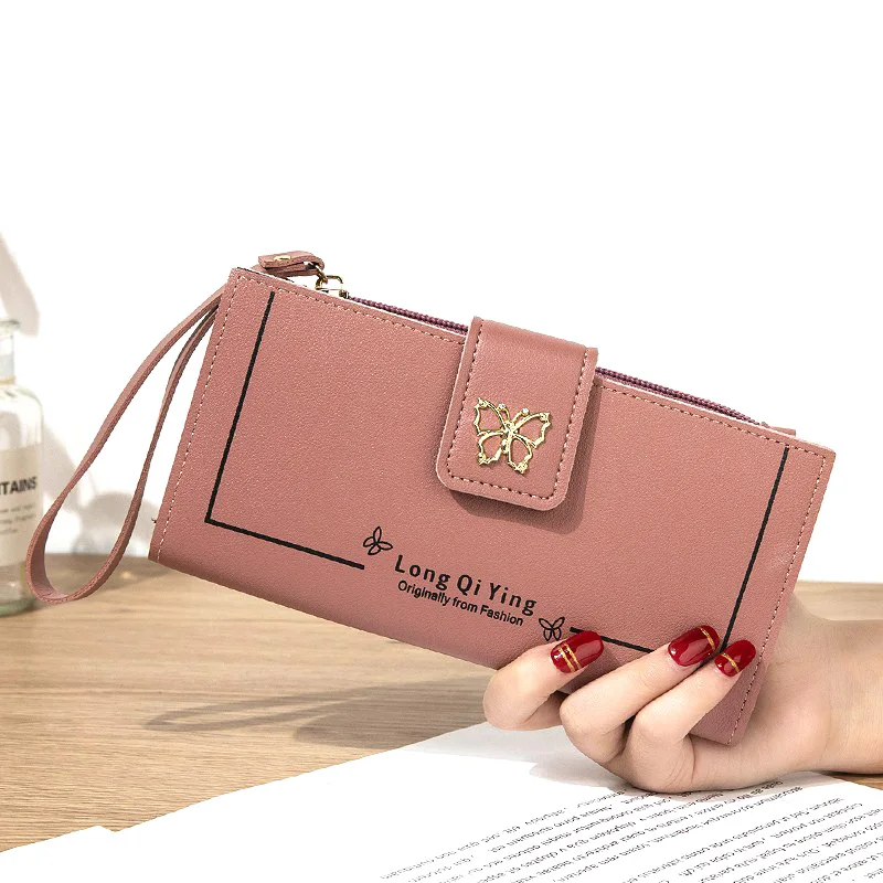 Fashion Women Wallet PU Leather Lady Purses Long Zipper Coin Purse Cards ID Photo Holder Money Bags Girls Wristlet Wallets Cases