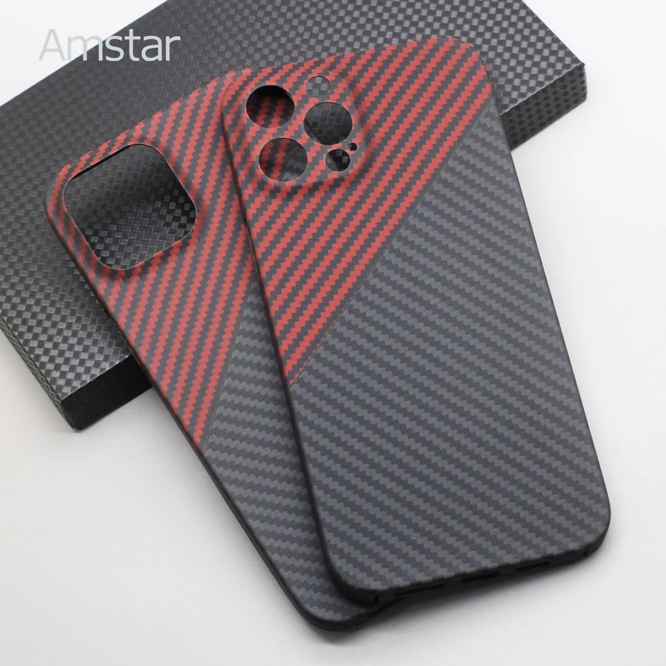 Amstar Dual Color Pure Carbon Fiber Phone Case For Iphone 12 Pro Max 12