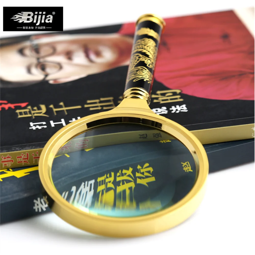 BIJIA 90 мм Дракон ручка медная рамка Лупа полный оптический стеклянный объектив старое зеркало для чтения