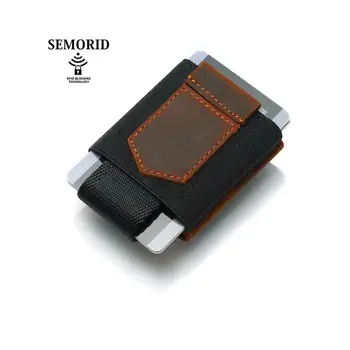 

SEMORID New Elastic card holder Genuine Leather Minimalist Wallet Drawstring Elastic Band coin Purse
