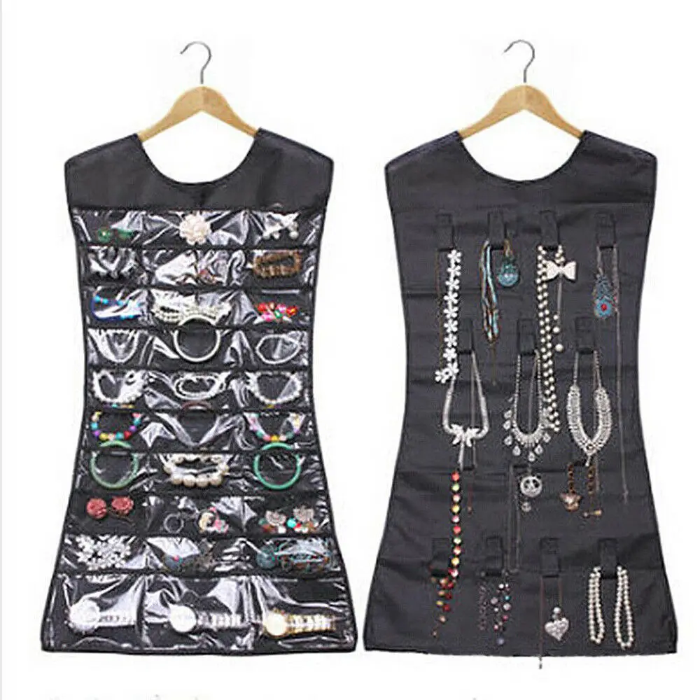 Jewelry Earring Brooch Closet Storage Bag Organizer Pocket Display Hanger Holder - Цвет: Черный