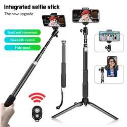 Selfie Stick Tripod Extendable 3 In 1Bluetooth Aluminum Selfie Stick With Wireless Remote and For Stand Phone Live Holder