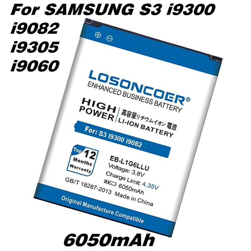 6050 мА/ч, EB-L1G6LLU для samsung S3 Батарея i9308 i9082 i9080 i9301 i9300i i535 T999 i9305 L710 R530 i9128E i9060 EB-L1G6LLA