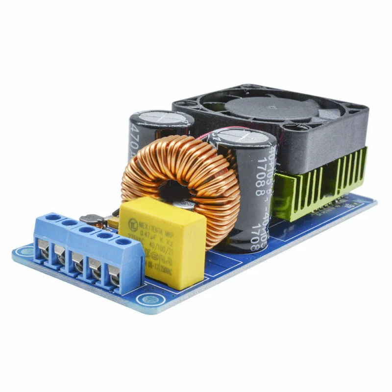 Двойной DC Питание 58 V-70 V IRS2092S 500W подойдет как для повседневной носки, так канальный цифровой усилитель 4 Ом нагрузки HIFI чистый Мощность усилитель+ вентилятор
