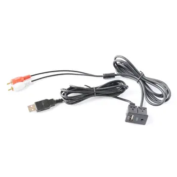 

Car RCA Cable Adapter Switch 3.5mm Jack AUX USB Cable Extention Mount Panel