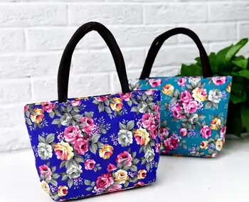 

Single Shoulder Canvas Bag Flower Women Reusable Portable Shopping Bags High Capacity Blue Red Handbag Hot Sale SN2763