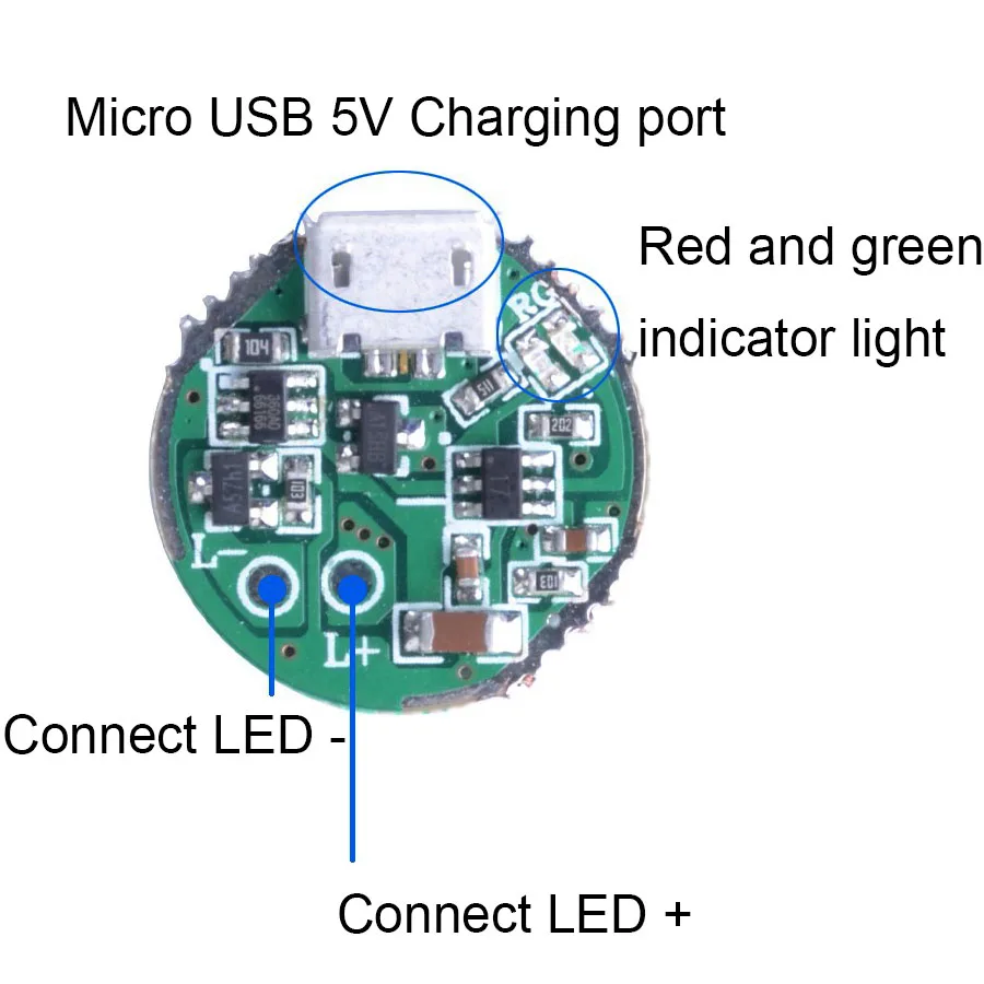 Печатная плата драйвера 20 мм 2 5 4 в micro USB зарядного привода для T6 U2 L2 18650 26650