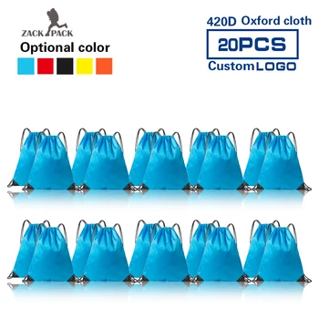 

20pcs Zackpack 420D Oxford Backpack Printed wholesale Drawstring Bag Waterproof Yoga Plaid bags Custom logo Bundle Pocket