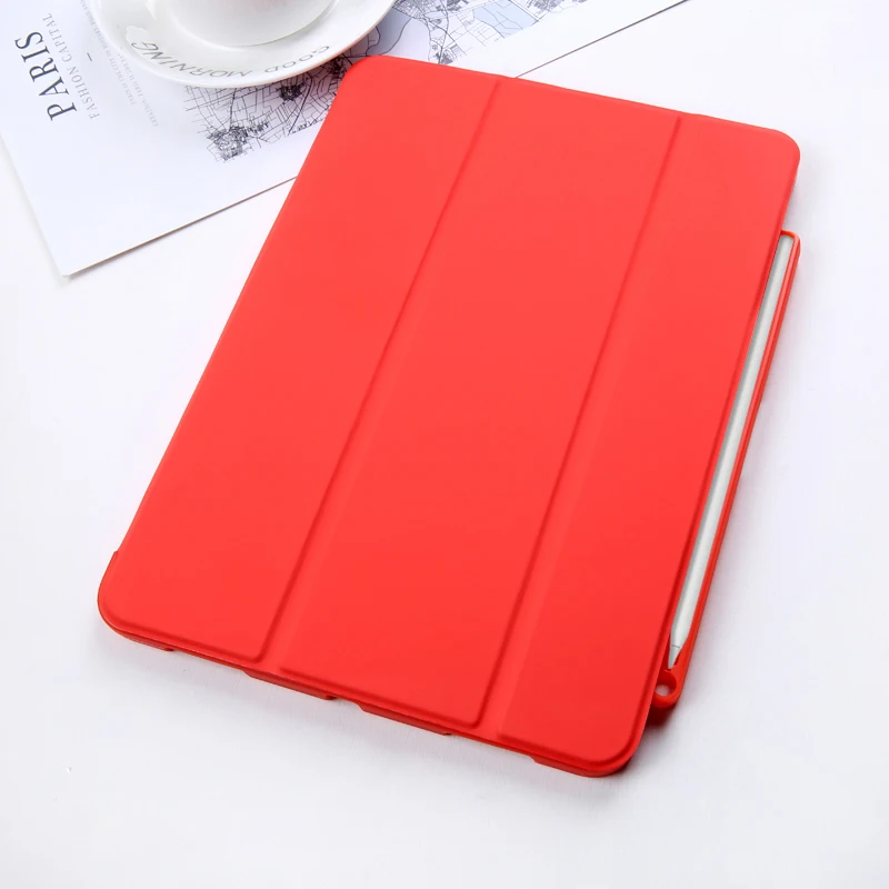 Чехол Funda для iPad Pro 11 с держателем для карандашей, умный кожаный тройной бумажник из искусственной кожи+ силиконовая задняя крышка для нового iPad Pro 11