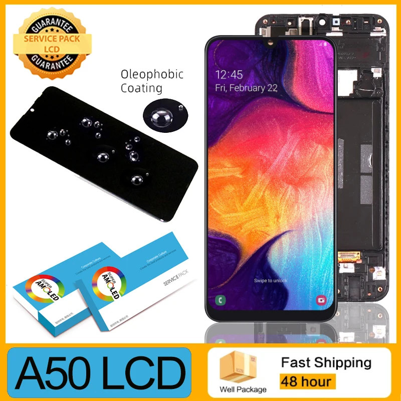 100% Оригинальный дисплей с рамкой для Samsung Galaxy A50 2019 A505F/DS A505F ЖК-сенсорный экран