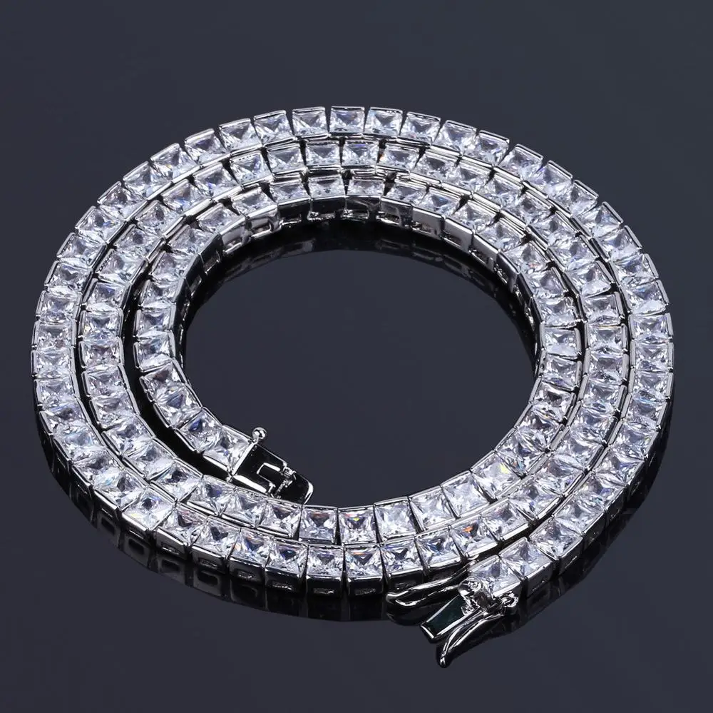 Мужские 4 мм 6 мм шикарные хип хоп Iced Out с инкрустацией AAA CZ камень 925 стерлингового серебра теннисная цепочка