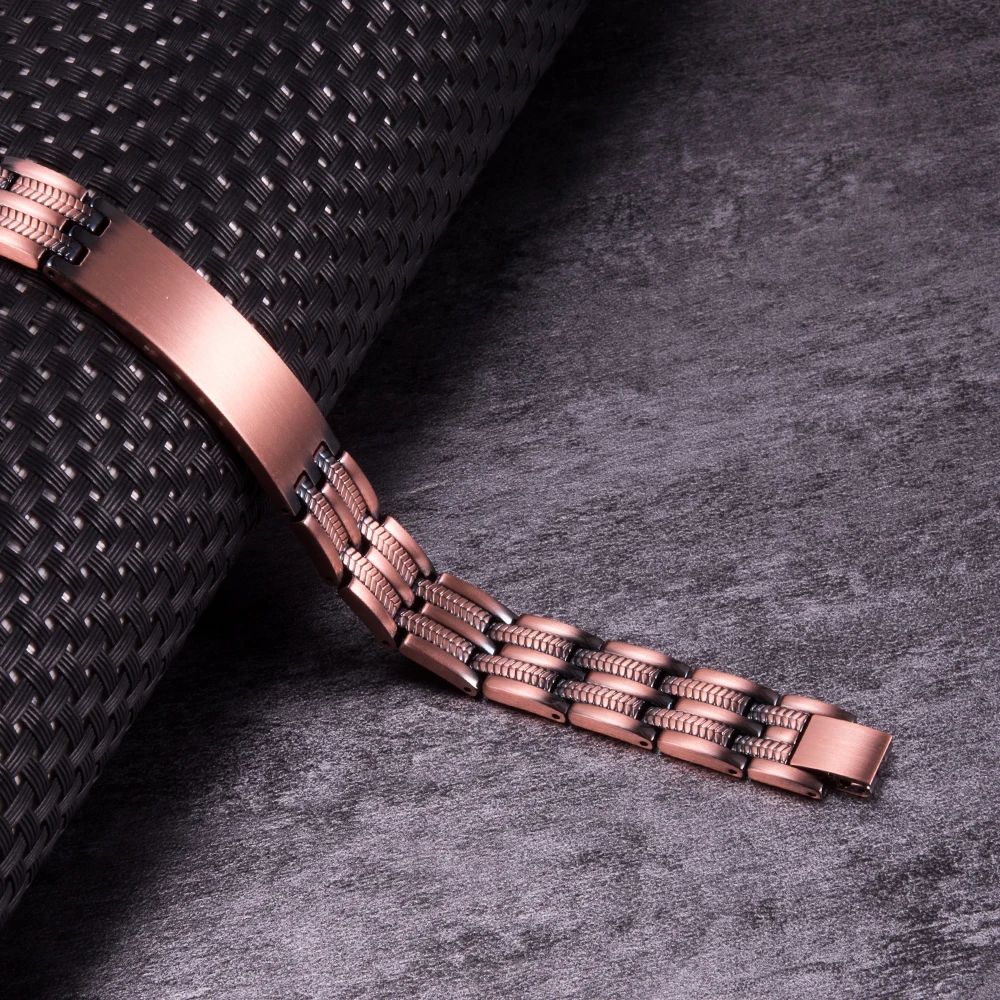 Fashion Jewelry Pure Copper Bracelet Customized Name Adjustable Medical ID Bracelet Personalized Message Reminder Magnetic Bracelets for Men