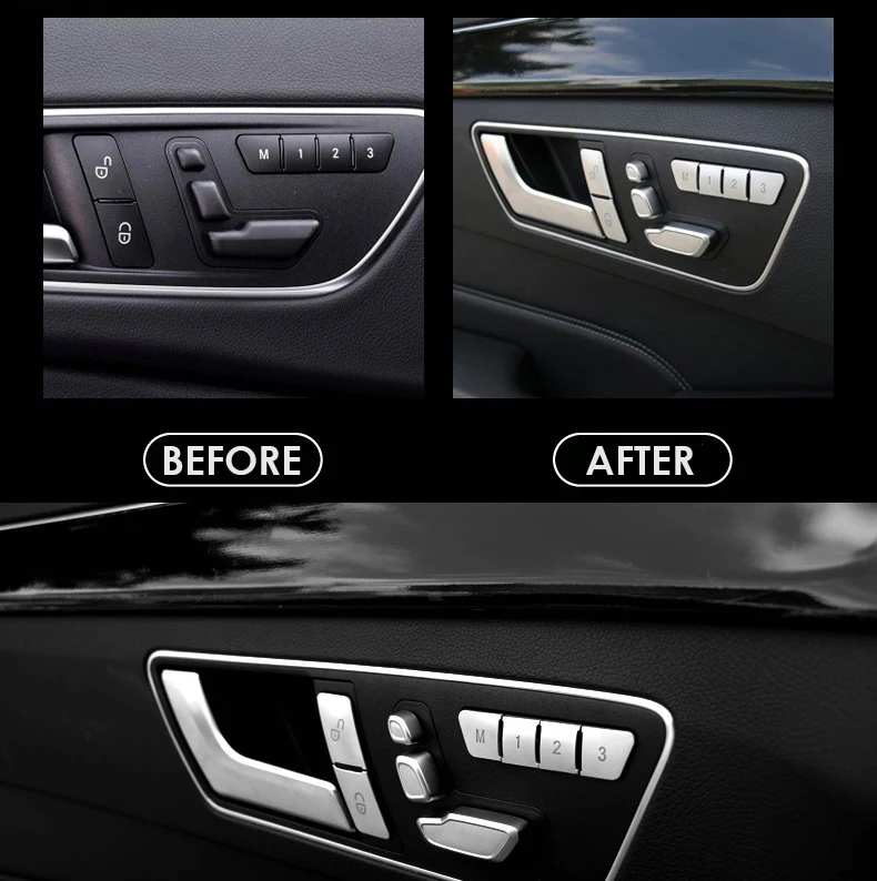 Car Seat Adjust Button Cover Sticker for Mercedes Benz A B C E Class W204 W212 GLA X156 CLA C117 GLE W166 ML GL GLS (1)