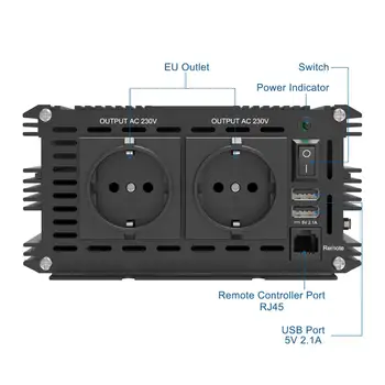 EDECOA-Pico de onda sinusoidal pura, inversor solar de energía de CC a CA, 12V, 220V, 3500W / 7000W 2
