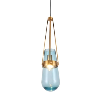

Simplicity Blue/Clear Glass Pendant Light Personality Bedroom Bar Cafe Stair Luminaires Nordic Water Drop Small Pendant Lamp E14