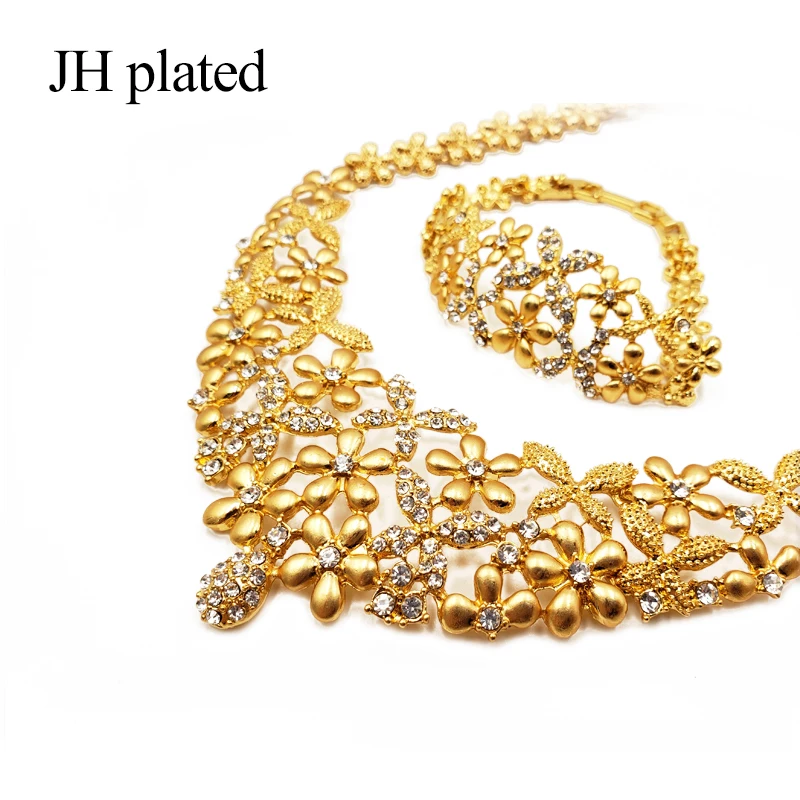 JHplated 2019 Нигерия Дубай модные цветы ювелирные наборы африканские свадебные