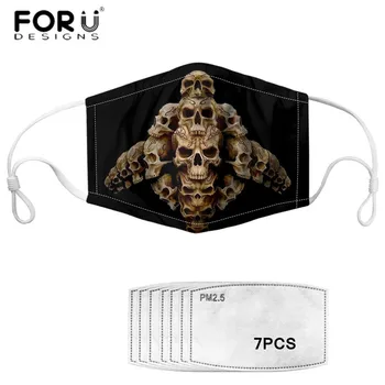 

FORUDESIGNS Men's Face Mouth Masks Cool Art Punk Skull Printed Anti Pollution Cotton Washable Reusable Comfortable Mascarilla