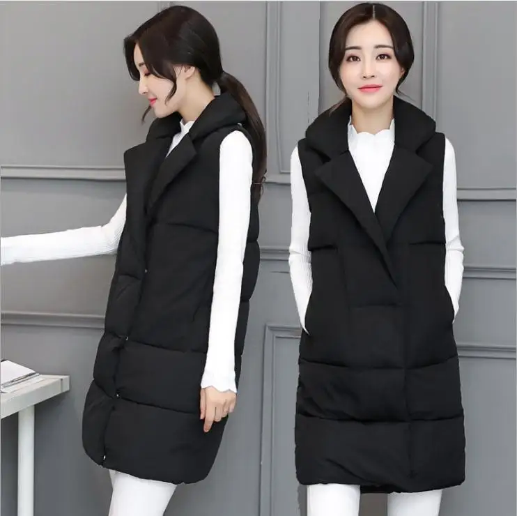 M/3Xl Для женщин осень-зима длинная куртка с секциями жилеты теплый, Облегающая посадка Повседневное плюс Размеры без рукавов хлопковые парки для активного отдыха жилеты K1193