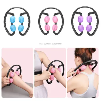 

U Shaped Trigger Point Massage Roller for Arm Leg Neck Muscle Tissue for Fitness Gym Yoga Pilates Sports 4 Wheel Yoga Column