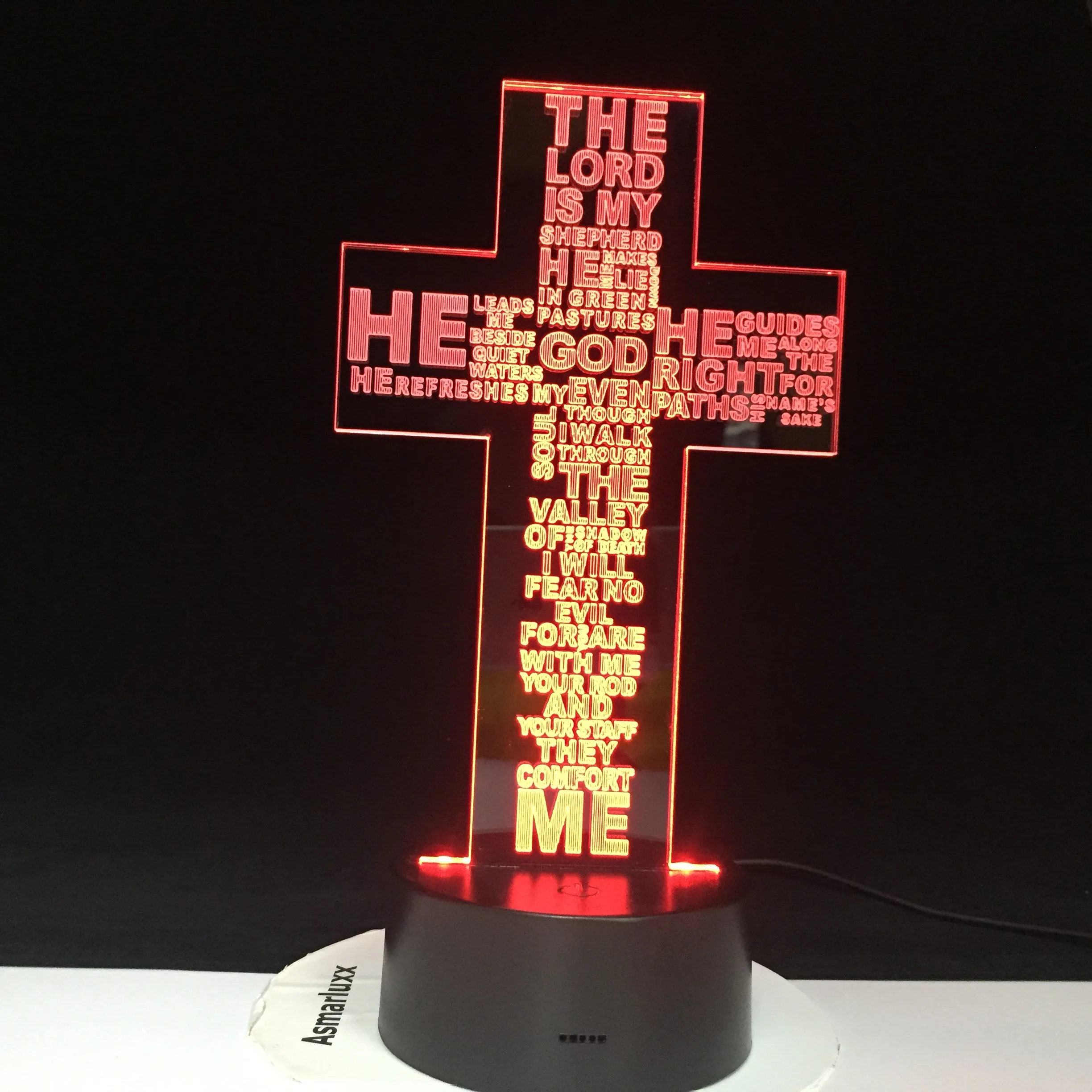 Иисус христианский крест USB светодиодный 3d-ночник подарки настольная лампа спальня Бог мой пастух книга Библия лампа дропшиппинг