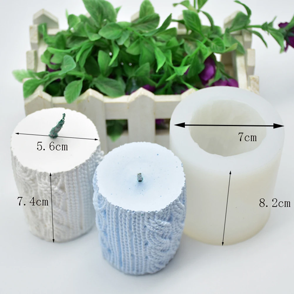 New 3D Creative Knitting Wool Cylinder Silicone Candle Mold Cake Mold DIY Plaster Mold Knitting Wool Soap Candle Silicone Molds