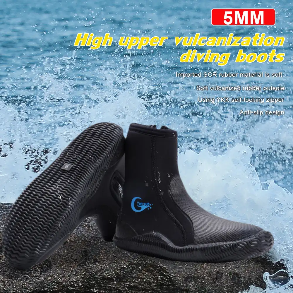 XS 3XL F Fityle High Cut 5MM Néoprène Sports Nautiques Snorkeling Plongée Wading Pêche Bottes Bottines Chaussures Noir