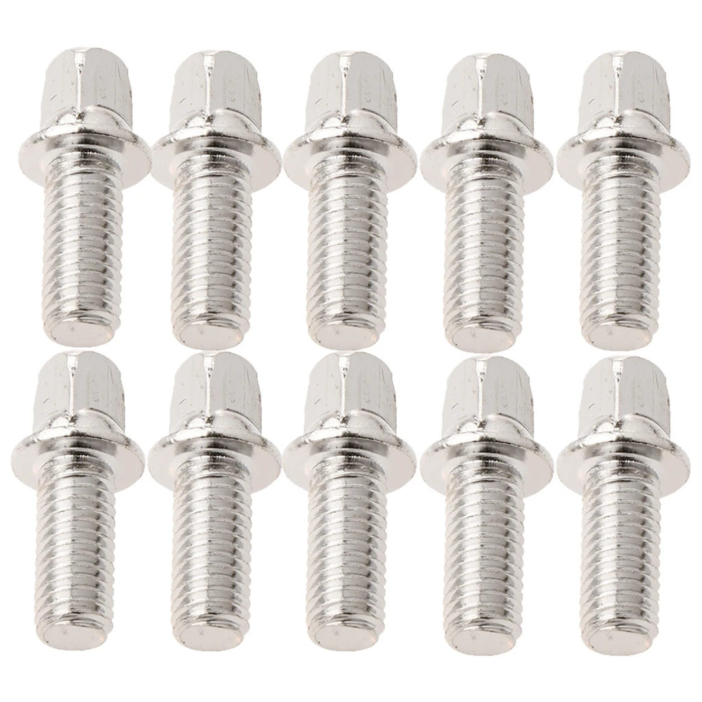 Pack of 10 Metal Square Shape Head Drum Kit Pedal Mallet Hammer Mounting Screws Silver DIY drum screws