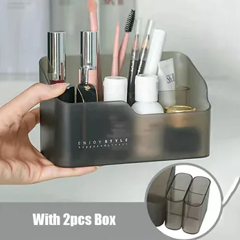 

YiCleaner Cosmetic Box Plastic Make Up Storage Cosmetic Lipsticks Organizer Cotton Swabs Holder Desktop Storage Box