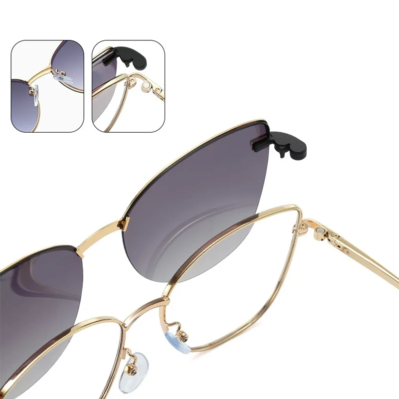Myopia Glasses Spectacle Frames With Magnetic Clip On Sunglasses
