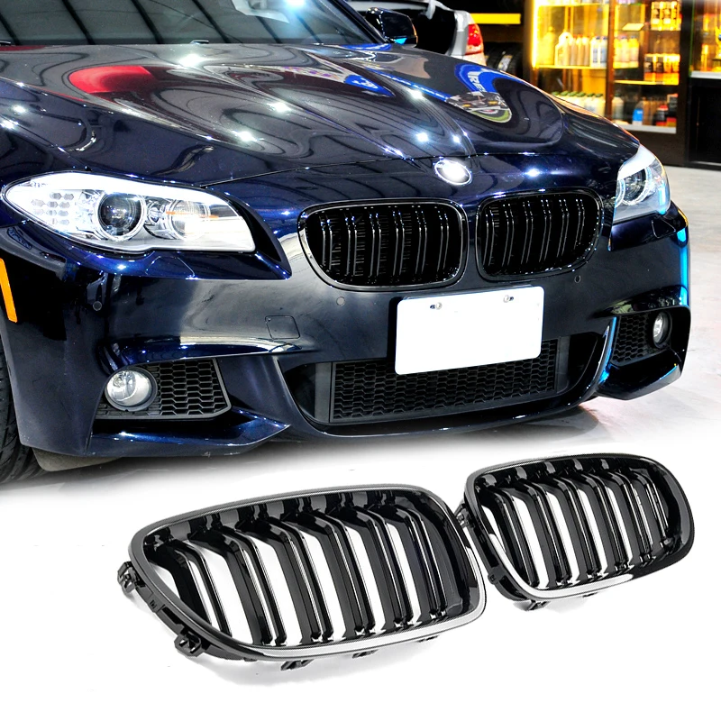 

A Pair 5 Series F10 Glossy Black Dual Slat M5 Style Front Kidney Grill Grille For BMW F10 F11 F18 520i 525i 530i 535i 2009-2016