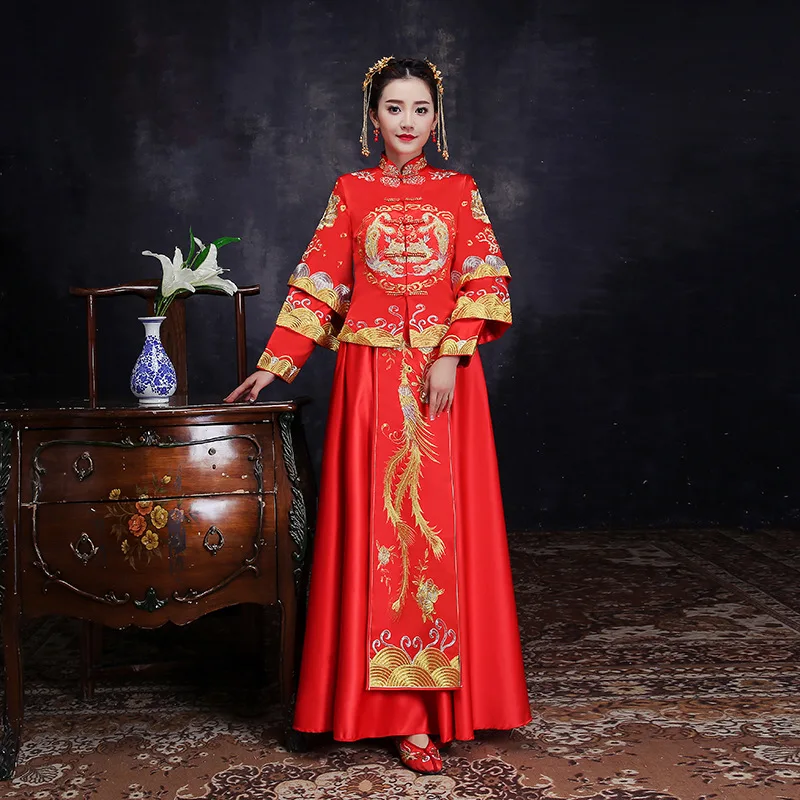 Женское традиционное платье свадебное платье с разрезами по бокам и воротником-стойкой длинное китайское Новое свадебное платье женское элегантное китайское современное платье Qipao